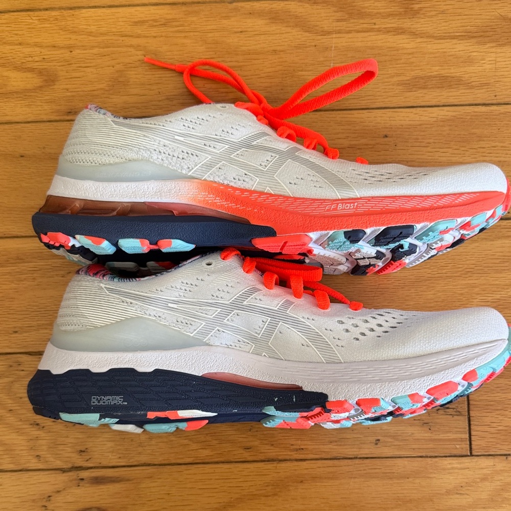 ASICS Women's Athletic Shoes - Cream and Bright Orange